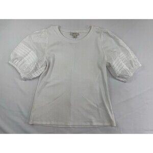 Womens On 34th NWOT White Knit Balloon Puff Sleeves Size L White